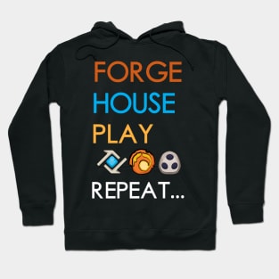 Keyforge Forge, House, Play, Repeat Board Game Graphic - Tabletop Gaming Hoodie